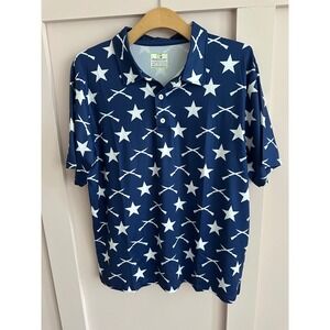 Obnoxious Golf Mens Stars and Rifles Patriotic Polo‎ Shirt Navy Blue Size M